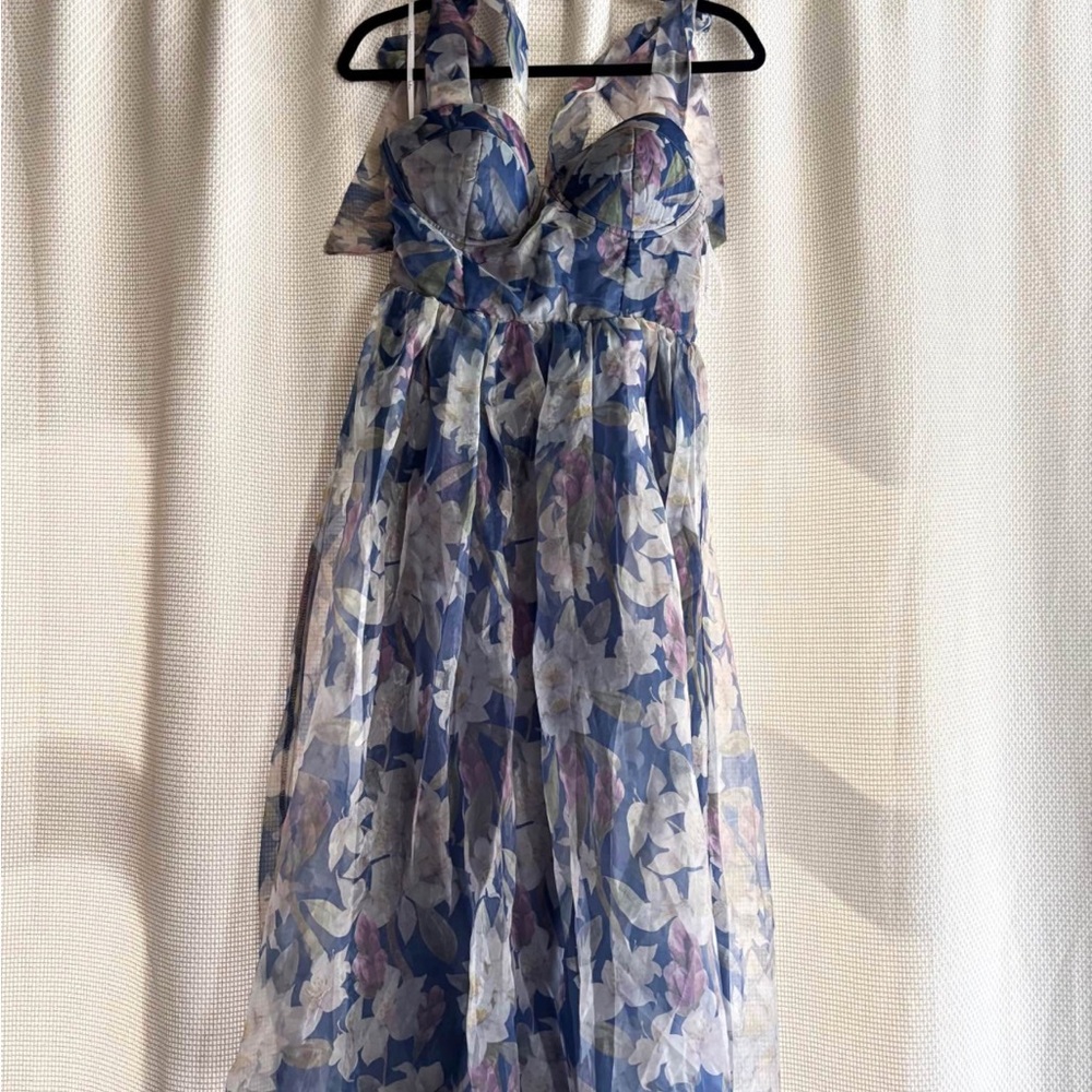 Lulu's Blue and Purple Floral Maxi Dress